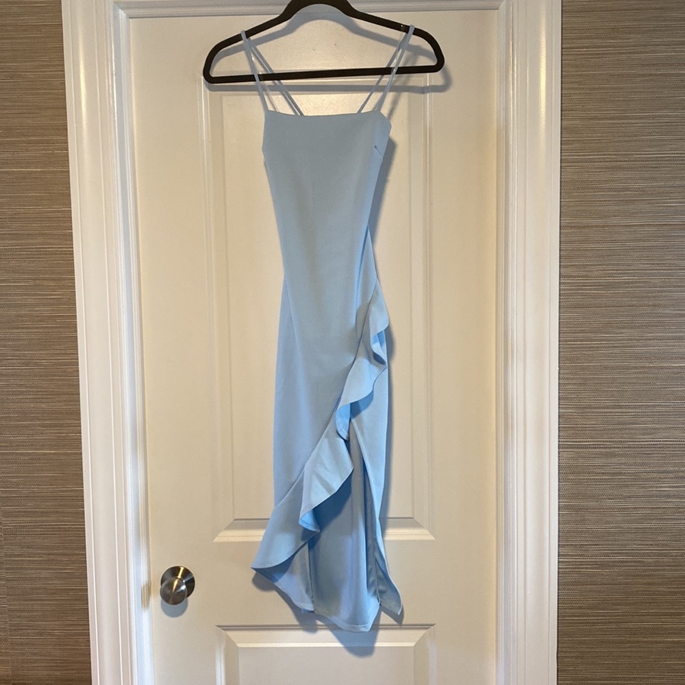 Baby blue midi bodycon dress
